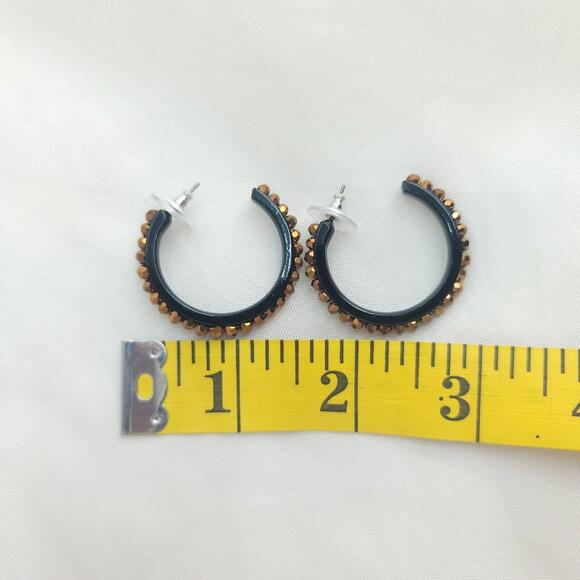 Premier Designs Black Brown Beaded Hoop Pierced Earrings - Picture 7 of 7